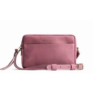 Portland Leather Crossbody Camera Bag Dusty Rose Mauve Zip Purse